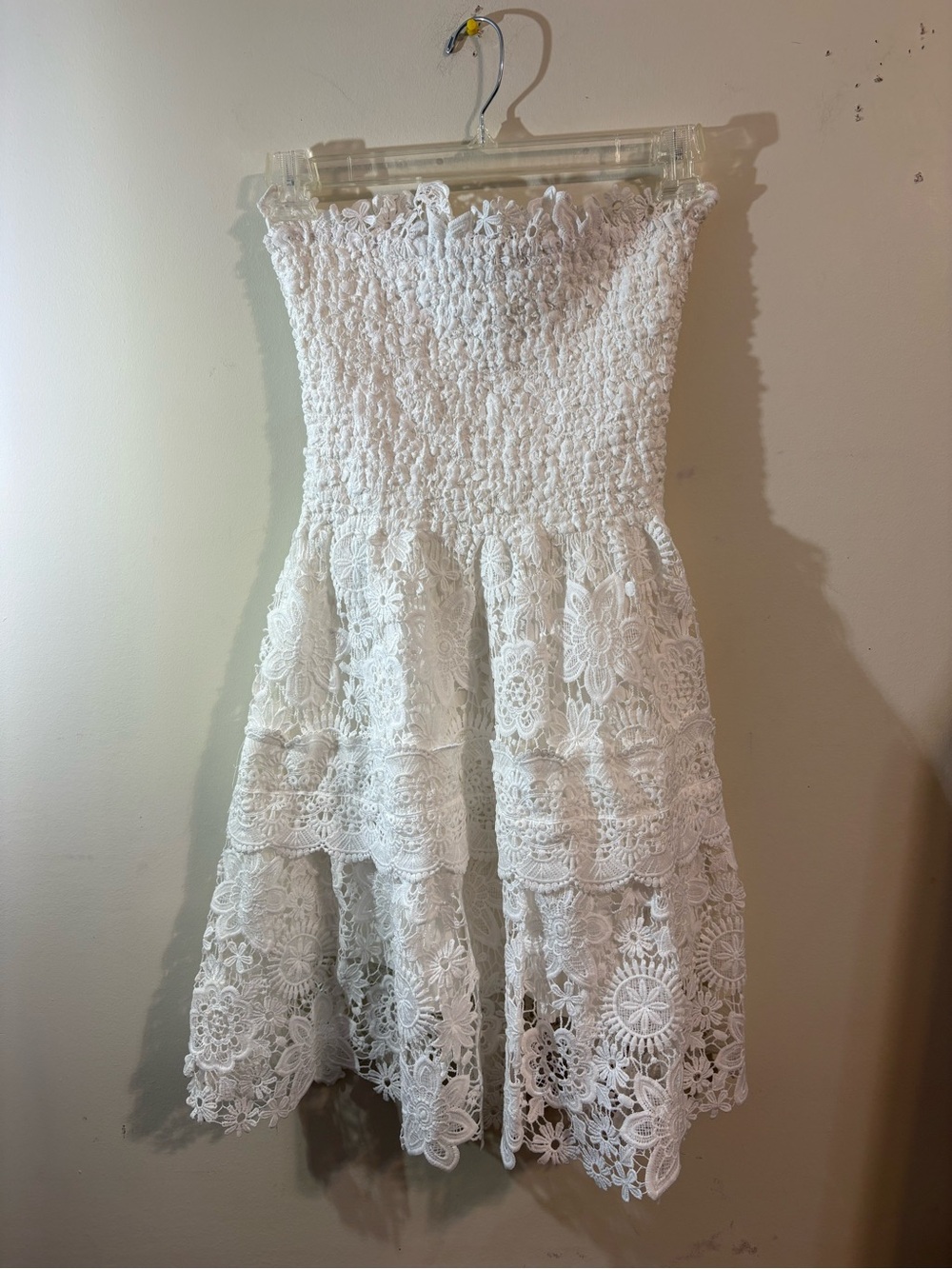 Blue B. Collection Strapless Lace Sundress women’s Small white smocked bodice